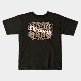 Elizabeth Name on Leopard Kids T-Shirt